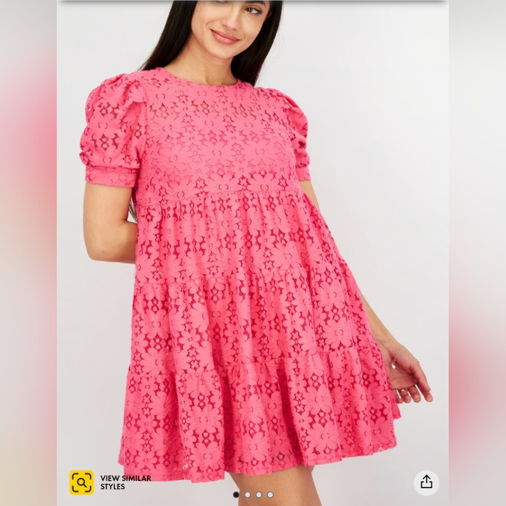 Aqua Floral Lace Detail Dress M